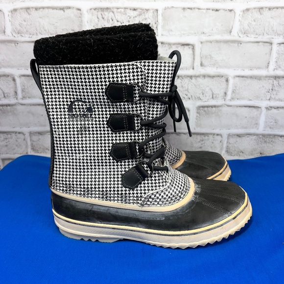 |•SOREL•| Cute Houndstooth Waterproof/Rain Winter Boots Size 9 - Picture 1 of 12